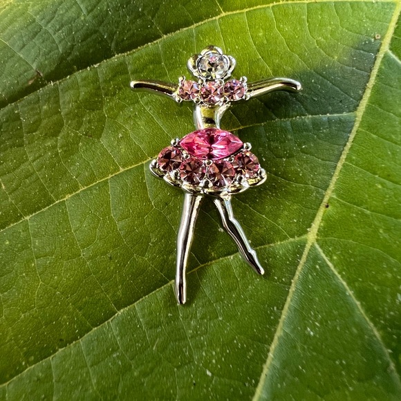 Silver-tone Clear & Pink Rhinestone Ballerina Pendant 👠 - Picture 13 of 17